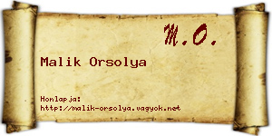 Malik Orsolya névjegykártya